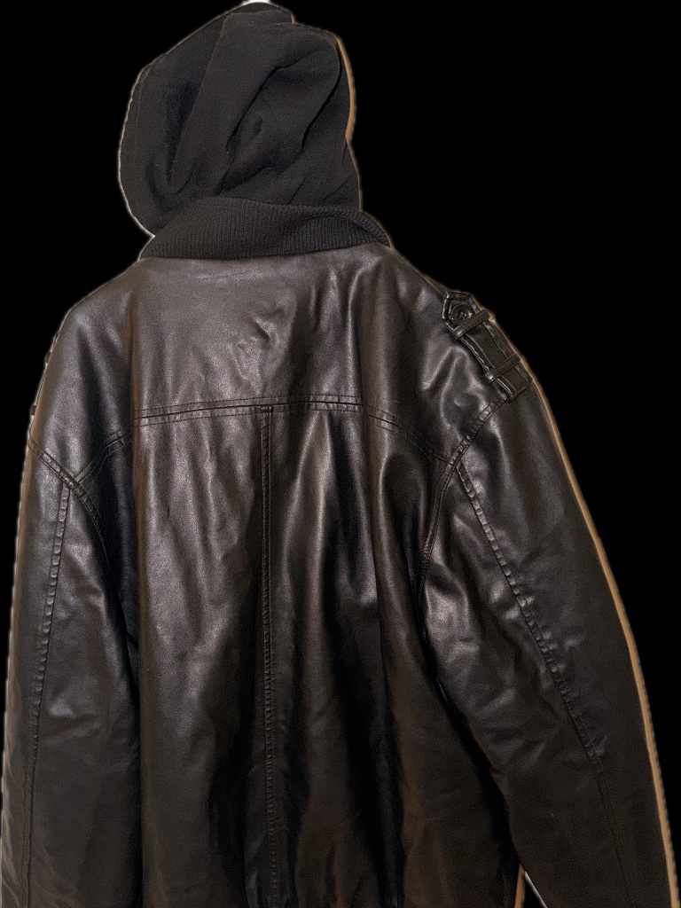 Buffalo David Bitton Outerwear Men's Size Xl Black Pu Zippered Hoodie Jacket